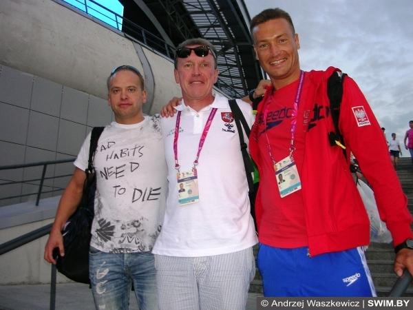 Andrzej Waszkewicz, Sergey Petrov, Arlandas Juodeska, swimming