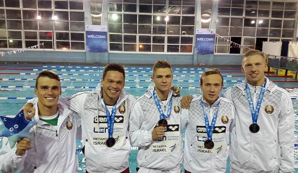 4x50 freestyle men, Belarus swimming team, Netanya 2015