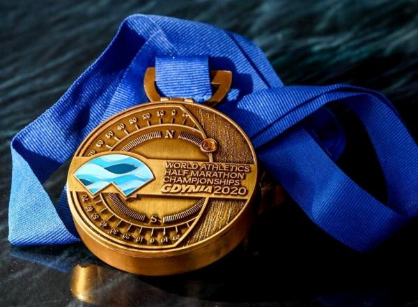 Medal World Athletics Half Marathon Championships Gdynia 2020, IAAF World Half Marathon Championships, www.running.by, Gdynia Half Marathon Medal 2020, World Athletics Half Marathon Championships Gdynia 2020, Gdynia Half Marathon 2020, Swim.by