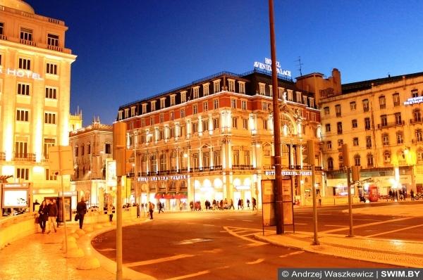 Ночной Лиссабон праздник Новый год в Европе