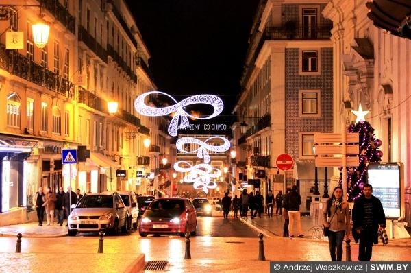 Улицы Лиссабона Рождество в Европе